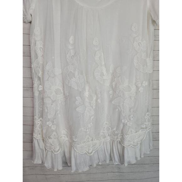 Sundance Laurentide Embroidered Floral Short Sleeve Tunic in White, sz Small - Picture 3 of 11